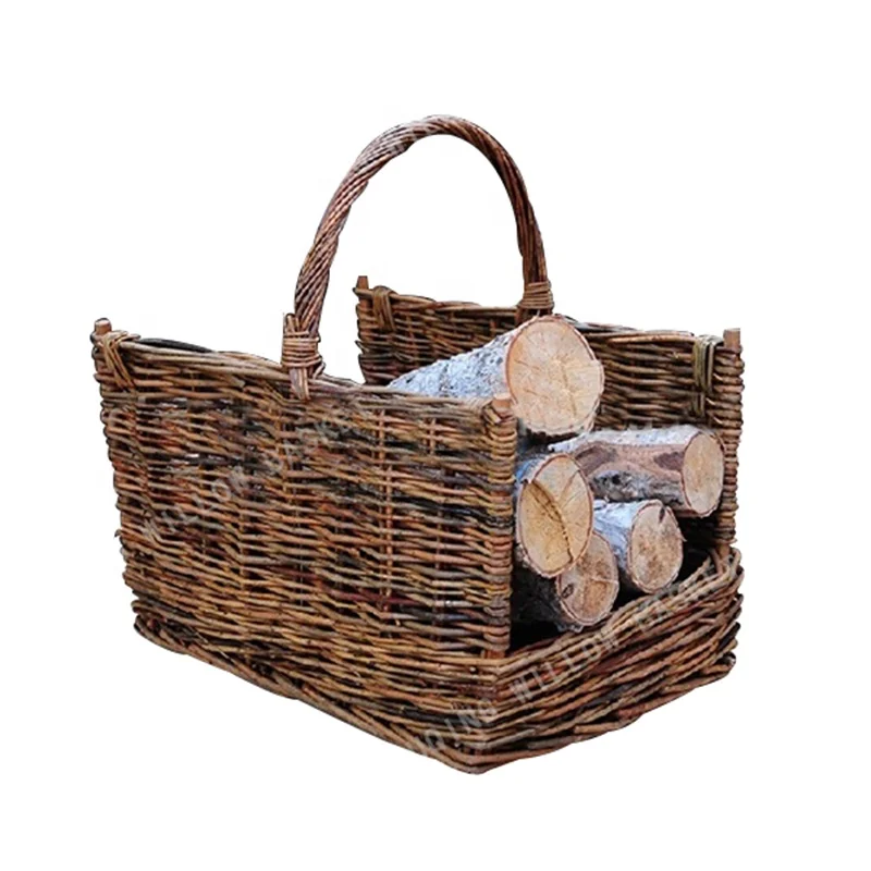 Factory wholesale wicker fire wood basket /wicker log carrier basket /wicker log holder