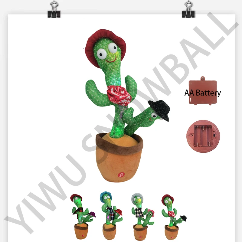 Creative Fun Cartoon Cactus Toy Singing Light Shaking Electric Cactus Plush Toy With Flower Pot Bottom Children Toy Gift