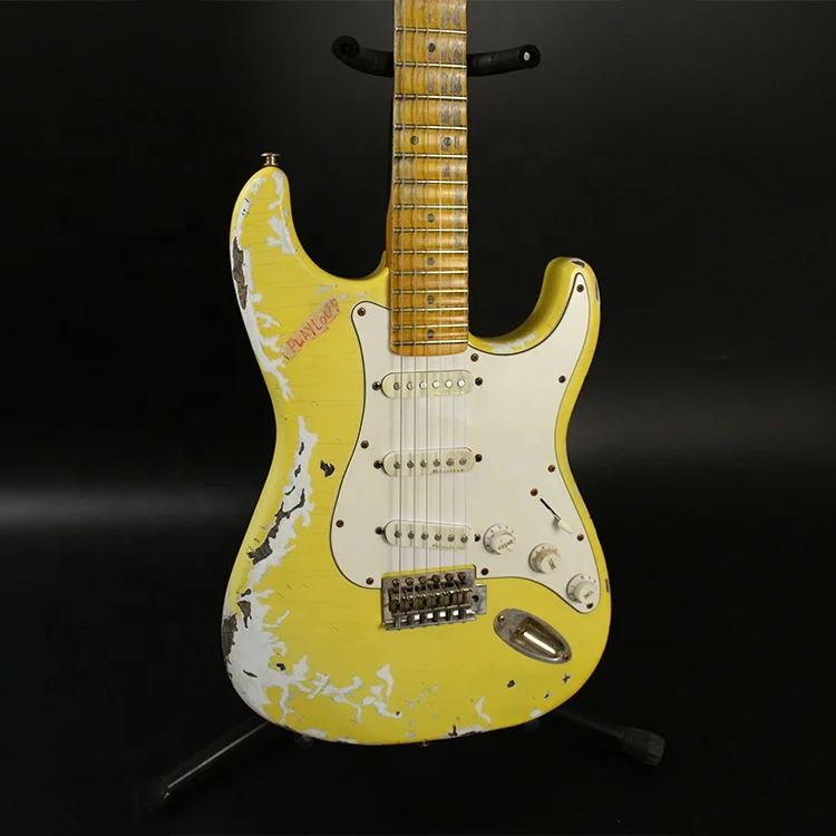 China Factory OEM High Quality Wholesale Musical Instruments scooped fingerboard 6 Strings Relic Electric Guitar