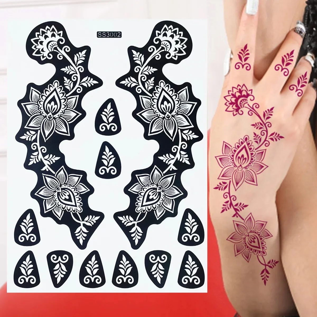 Wholesale Painted Tattoo Stencils Rose Hollow tattoo stickers Out Indian Henna Body Art tattoo supplies Stickers
