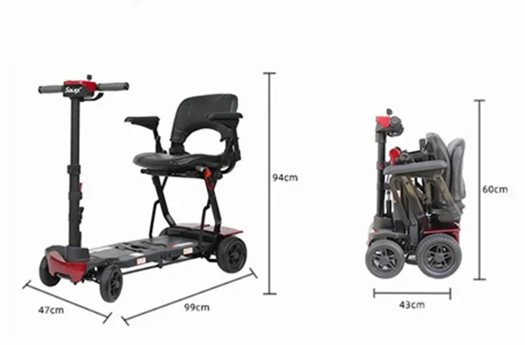 CE Standard New Design Automatic 4 Wheels Folding Electric Mobility Scooter elderly