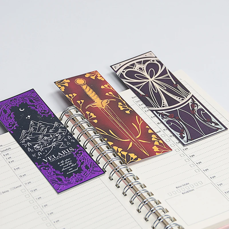 Luxury Special Paper Funny Bookmarks Embossed Gold Hot Foil Card Offset Printing For Book