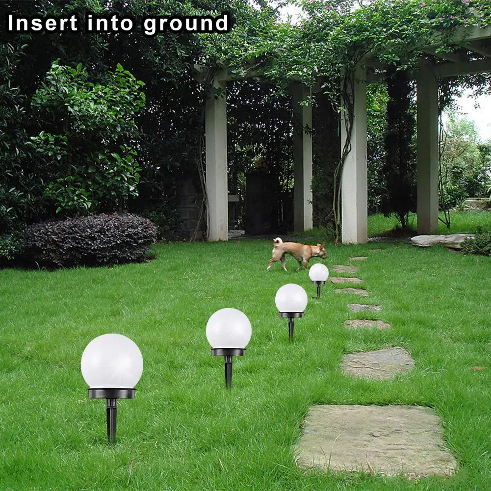 10CM ball light Hot sales cheap plastic outdoor garden pathway yard lamp solar led garden light