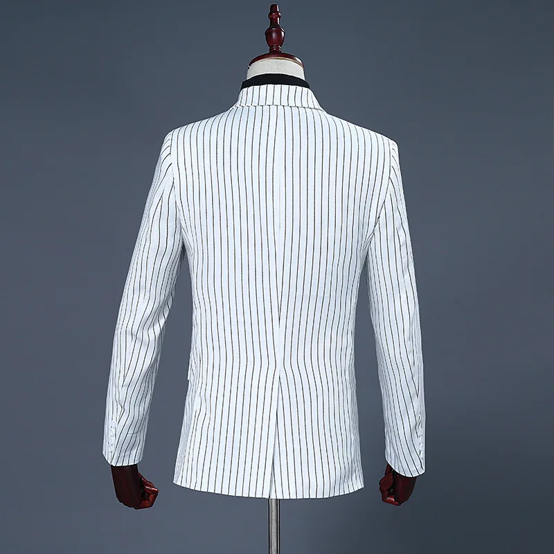 2024 Factory Price Custom Men Suits Gentleman Casual business suits plus size Tailor Made 2 Piece Mens White Stripe Men Suit