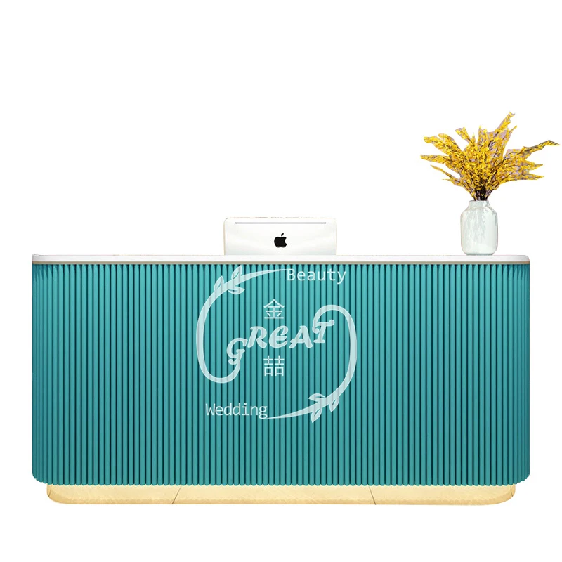 Great Foshan Factory Modern Pink Nail Salon Beauty Reception Desk For Sale