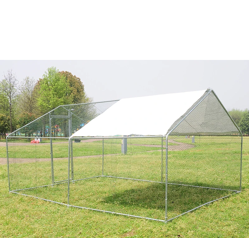 Large Walk-In Metal Chicken Coop Comfortable Run for Your Flocking Friends