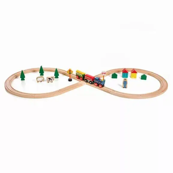 Wooden Train Track Set Kids Wooden Railway Blocks Slot Transit Train Toys For Children