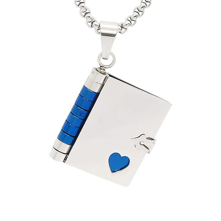 Creative jewelry can open custom engraved book pendant necklace