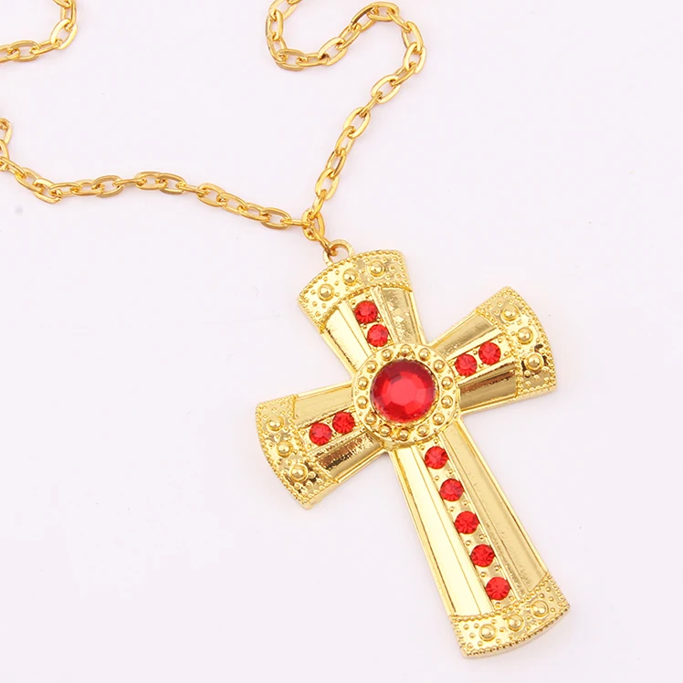 Religious Jewelry Wholesale Gold Plated Large Archbishop Pectoral Cross Pendant Necklace