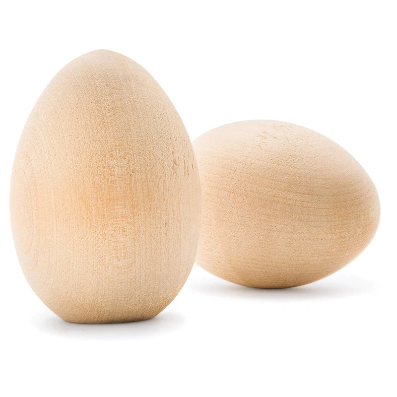 2.5 inch  Unpainted Smooth Stand Wooden Easter Eggs Wooden Fake Chicken Eggs to Paint Quality Small Wooden Eggs for Crafts