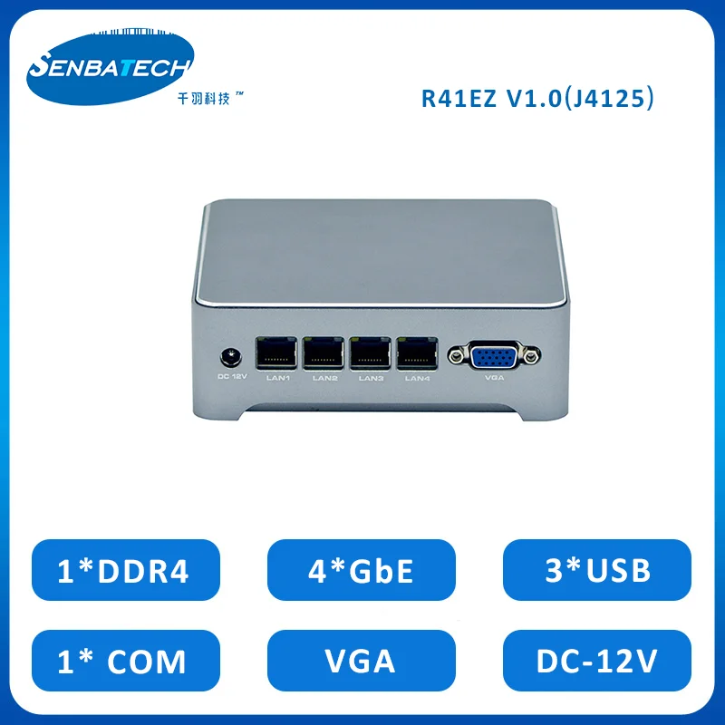 Celeron J4125 Firewall Mini Pc Pfsense Router Appliance Ubuntu Linux Vpn with 4 Lan DDR4 2400MHz Mini-PCIE support WIFI/4G