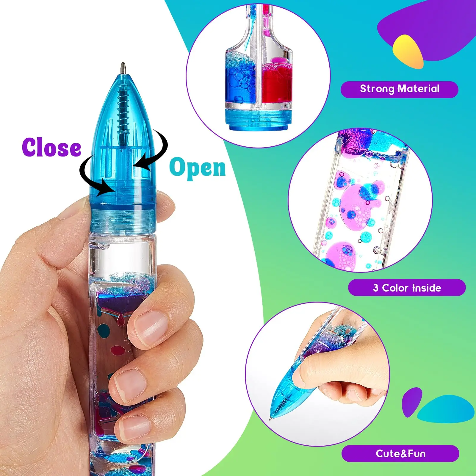 Trending Custom Liquid Motion Timer Pens For Kids Children Game Toy Gifts Colorful Oil Hourglass Pen Sensory Fidget Toys
