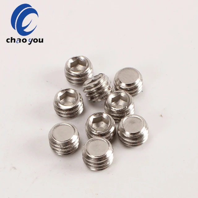 Wholesale Mini Stainless Steel Plug SS304 Hexagon Flat Head Concave Point Set Screw Machine Screw DIN916 M3 M4 M5 M6 M8