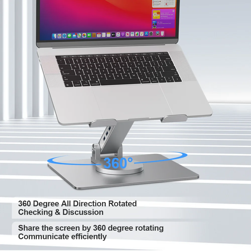 foldable aluminum portable laptop stand usb hub adjustable laptop notebook stand with 360 rotating base for stand hub macbook