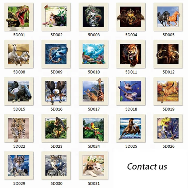 Wholesale stock wall picturesPET 40*30cm 5D animals lenticular picture 3D lenticular poster with black frame for home decoration