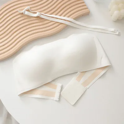 1511  Wholesale Strapless Bra With  Massage Pads  Detachable Shoulder Straps Anti-Slip Invisible Sexy Seamless Tube Top For Wome