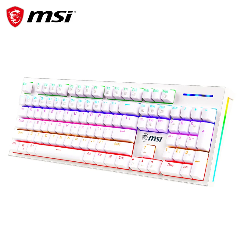  Механическая клавиатура MSI GK50 Zmechanical зеленая оси RGB-световой эффект кабель для игр видеоигр офисная 104 клавиш съемная