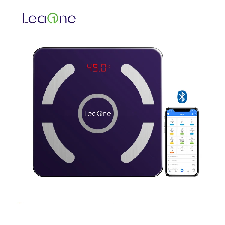 Leaone Customized Colors 180kg Bluetooth Digital Body Fat Scale Analyzer Digital Electronic Bathroom Bluetooth Weighing Scale