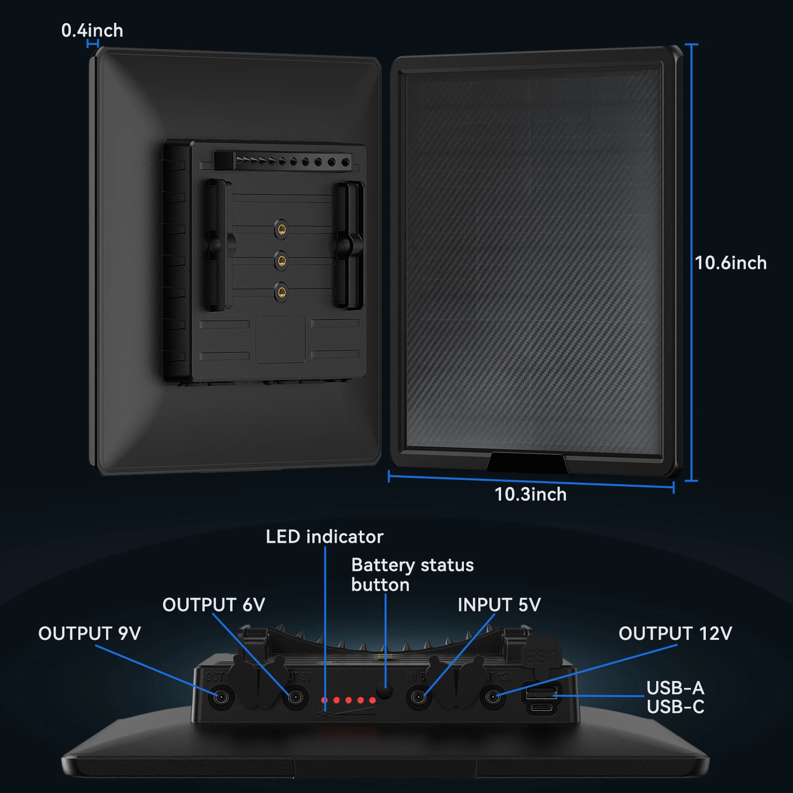 Factory Customized 10W Solar Charging Panel USB/6V/9V/12V Output Built In Battery 18650 25000mAh rechargeable For Trail camera