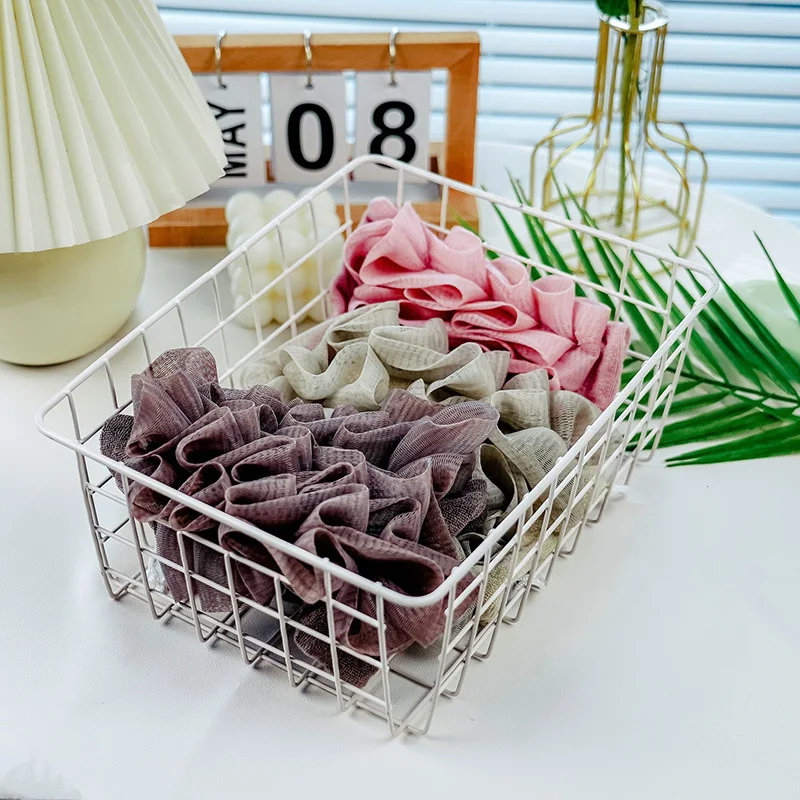 Soft Loofah and Washcloth 2 in 1 Bath Loofah Sponge Bath Ball Towel with Drawstring Shower Sponge for Body