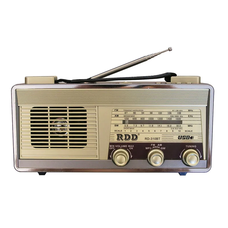 RD-310BT Vintage good quality retro multi bands wooden  radio with music player blueteeth torch light