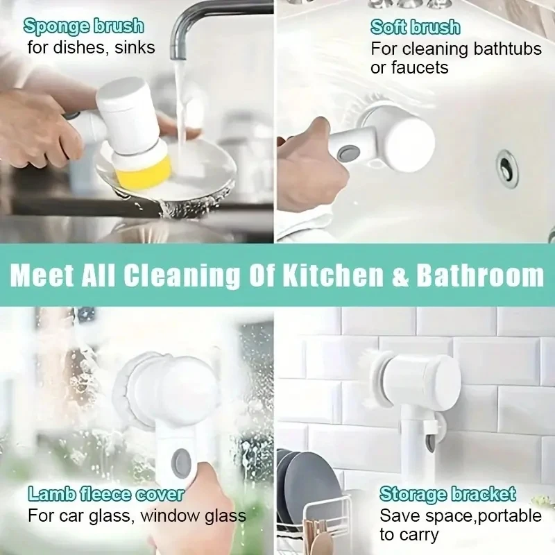 Household New Style Pot Washer Power Display Spin Scrubber Plastic Dusting Electric Cleaning Brush