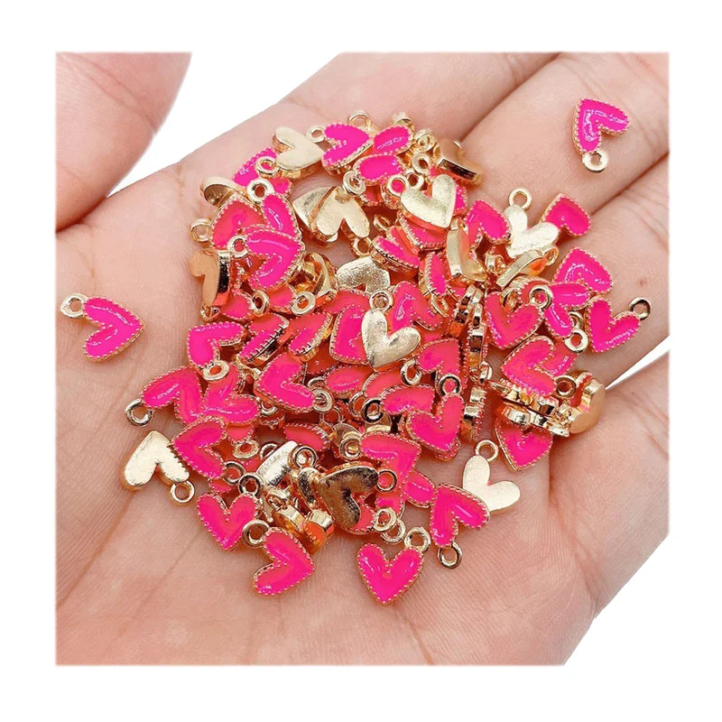 Hot Selling Alloy Heart Charms Enamel Cute Assorted Little Metal Pendants for Bracelet Shoes Dangle Jewelry Making Find