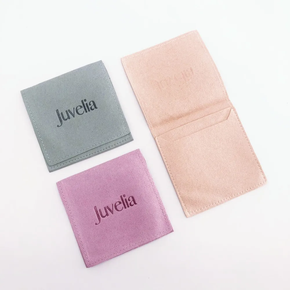 Custom Luxury Envelope  Velvet Suede  Microfiber Jewelry Pouch  Necklace Ring Earring  Bracelet Gift Packaging bag Bag