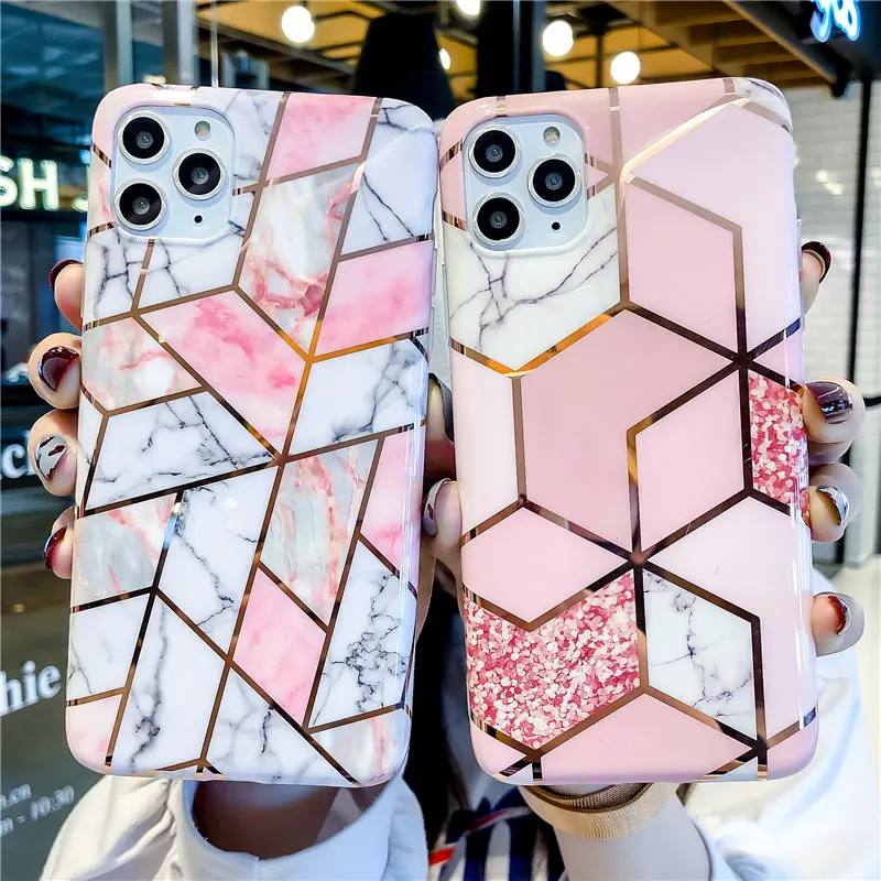  Чехол с мраморным покрытием для iPhone 12mini 11 pro Роскошный чехол телефона 12 Pro Max модный IMD полным