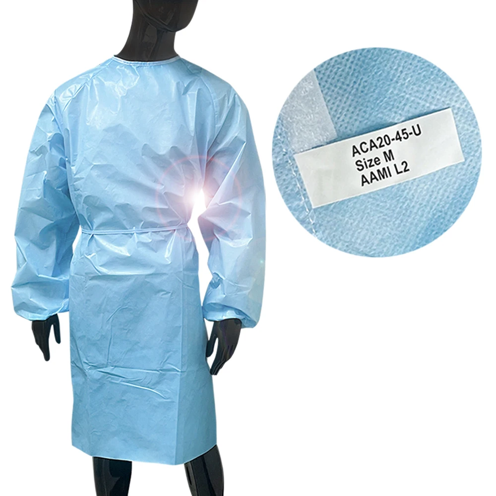 China Supplier Good Price Non Woven Clothing Disposable Blue Level 2 Aami Gown For Adult