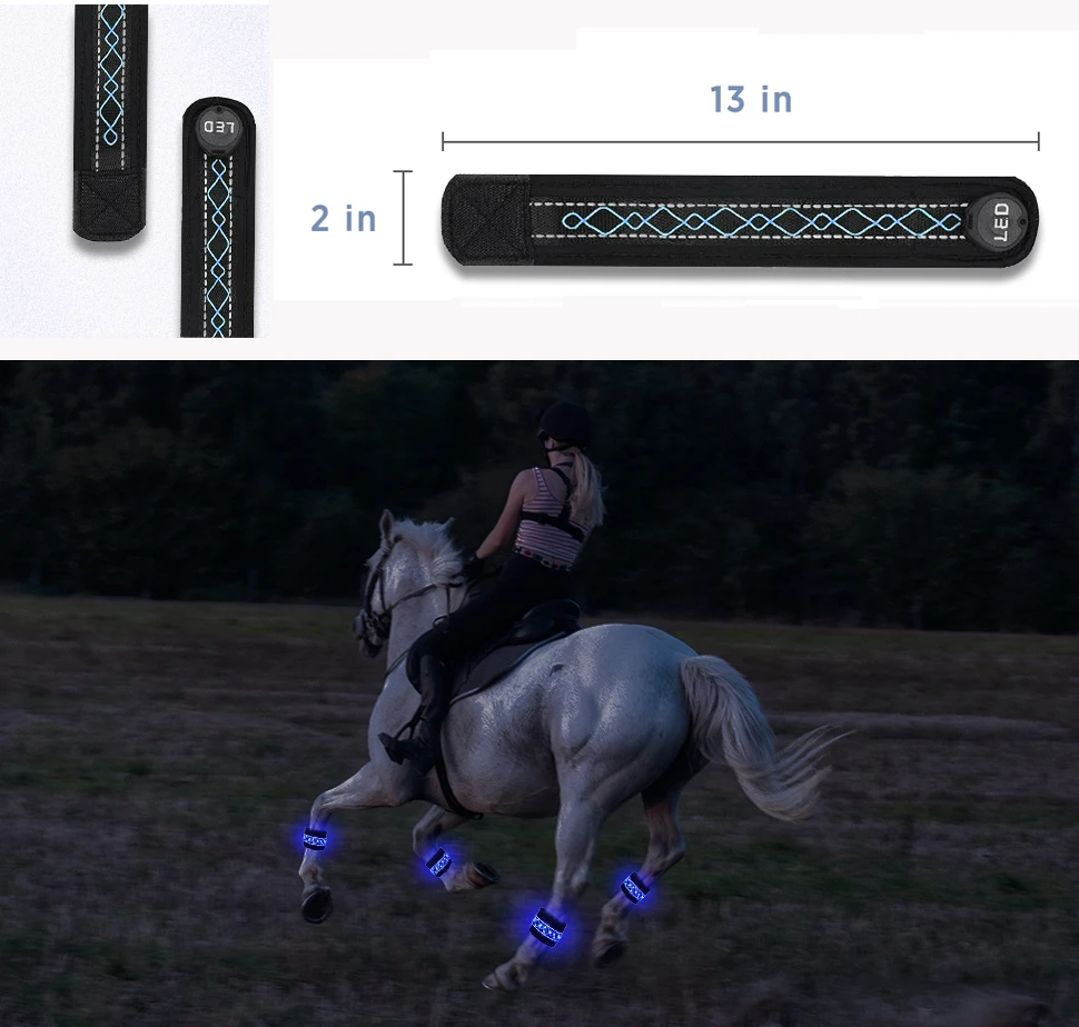 Super Bright LED Horse Leg Band Light up Glow in The Dark horse Leg Safety strap Horse Accessories For Night Riding