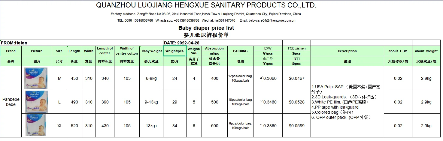 Panbebe diaper price list.png