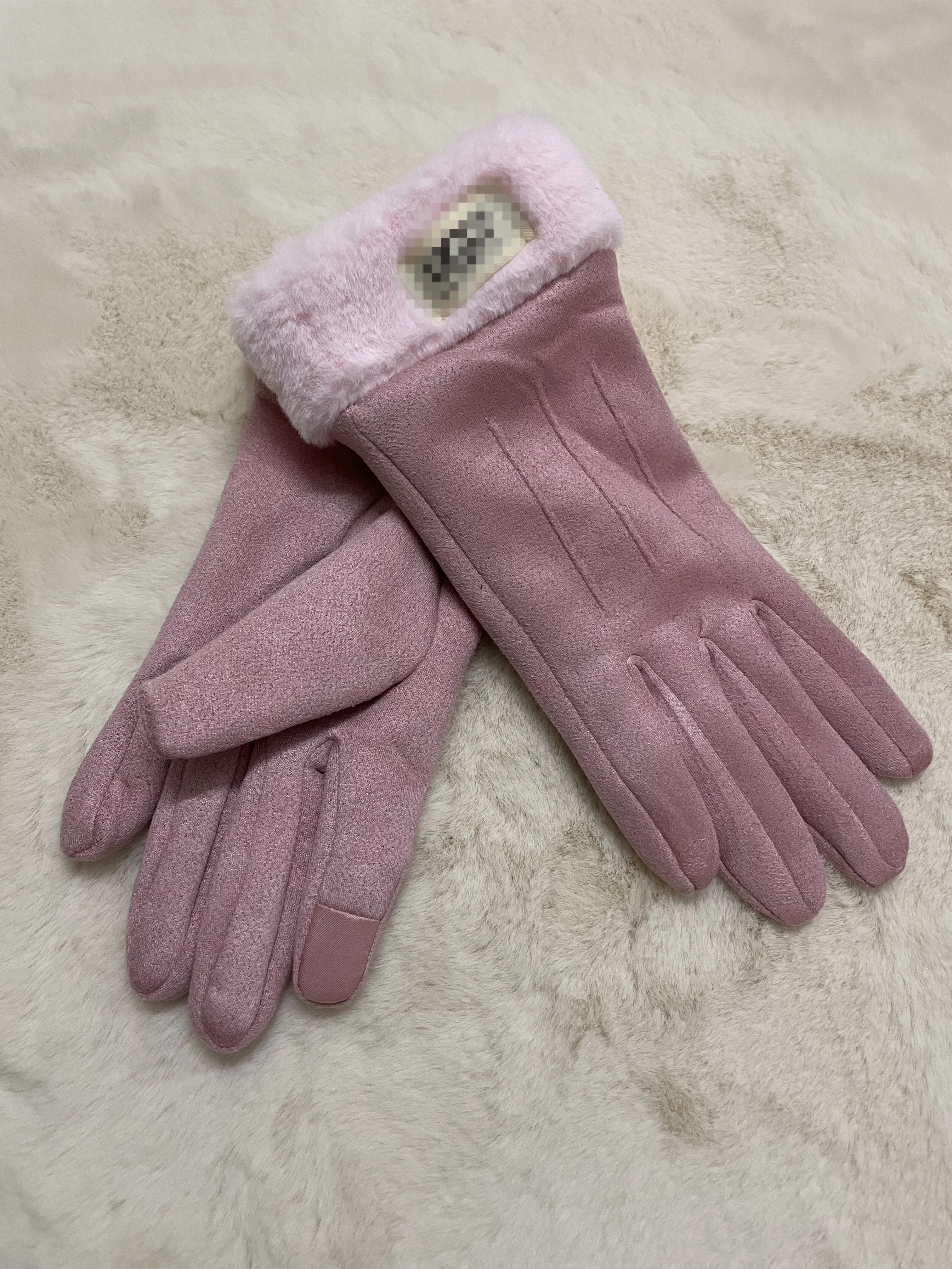 LOGO Trending Autumn and Winter Daily Life Gloves Warmth Soft Woolen Fabric Full- Gloves for Men and Women