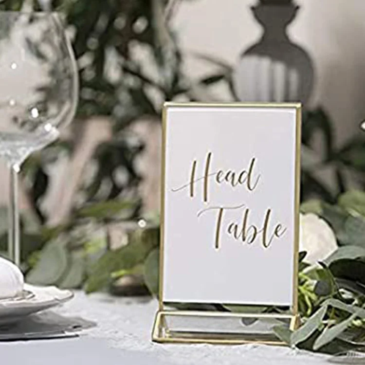 Clear a3 a4 a5 a6  acrylic sign holder menu holder acrylic menu display stand table wedding sign holder with Gold Borders