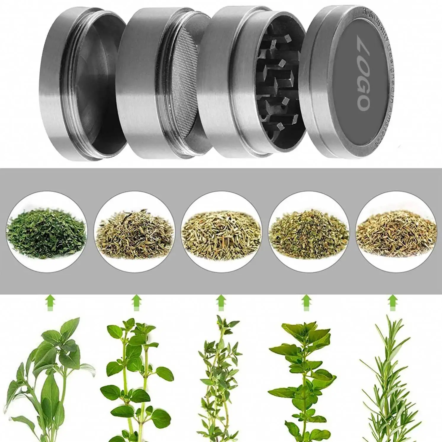 Wholesale 40mm Grinder Herb Grinder custom logo 4 layer smoking grinder card