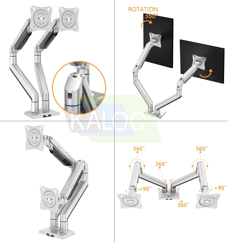 KALOC KLC-DS150-2 эргономичный офисный компьютер регулируемый кабель для управления настольным креплением Премиум Тонкий алюминиевый двойной