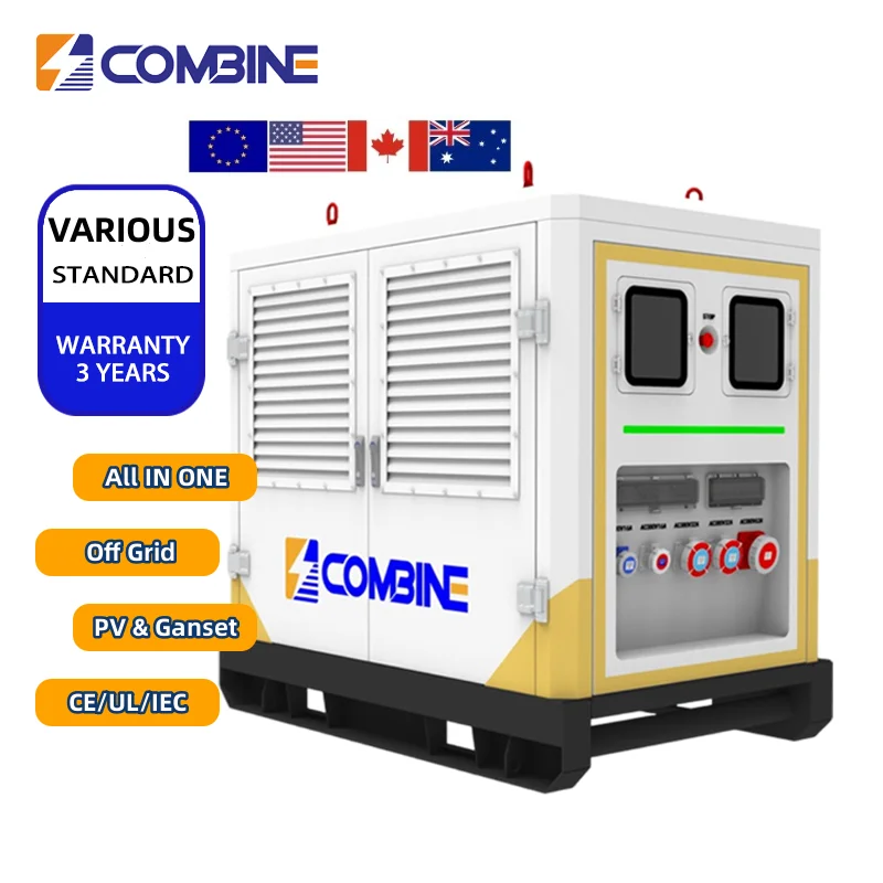 COMBINE All In One 100kWh Off Grid Mobile Power Box Generator and Solar Power System Hybrid Industrial Energy Storage System