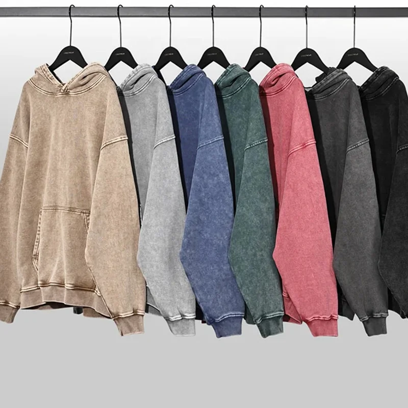 Винтажный пуловер унисекс с открытыми плечами, уличная одежда, пуловер оверсайз, пуловер на заказ, Мужская 100% хлопковая потертая кислотная толстовка с капюшоном