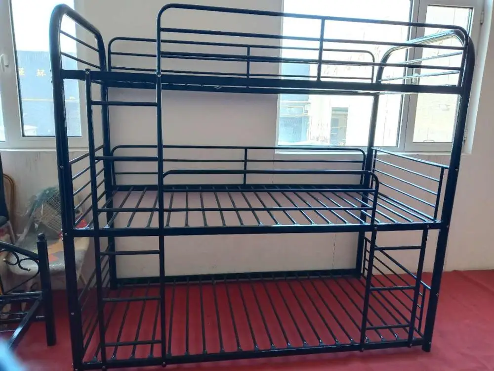 2020 heavy metal triple dormitory bed loft school apartment 3 people 3 layers steel bunk bed