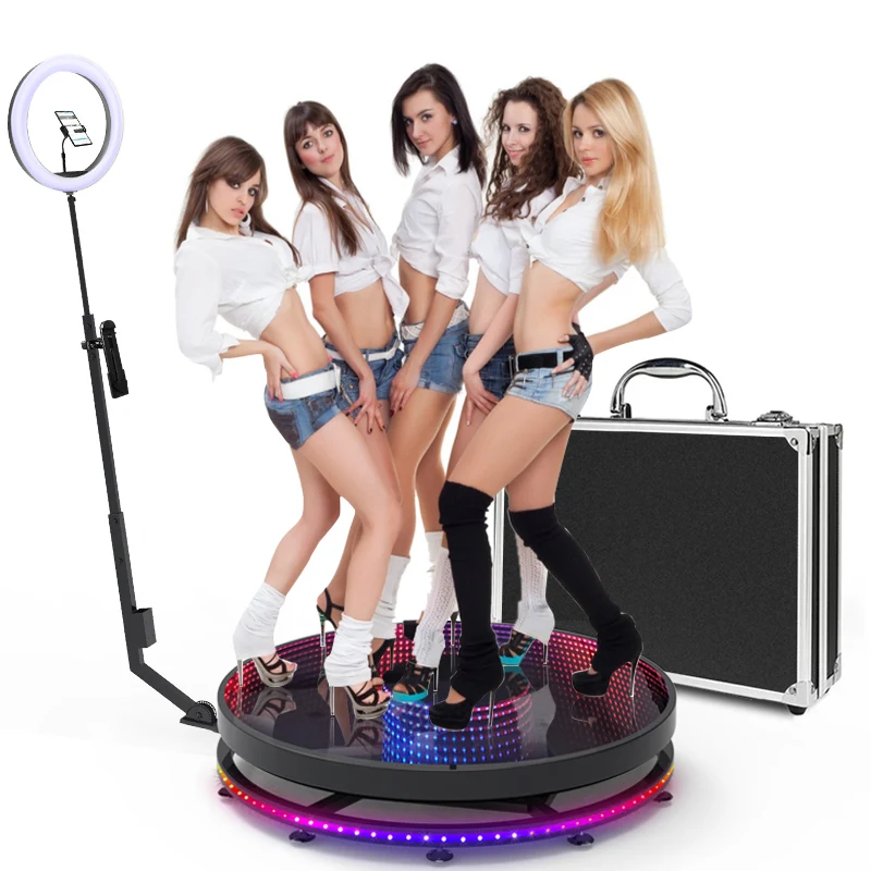 Cheap 360 degre portable photo booth Fill light machine camera ipad selfie video Free accessories automatic spin 360 photo booth