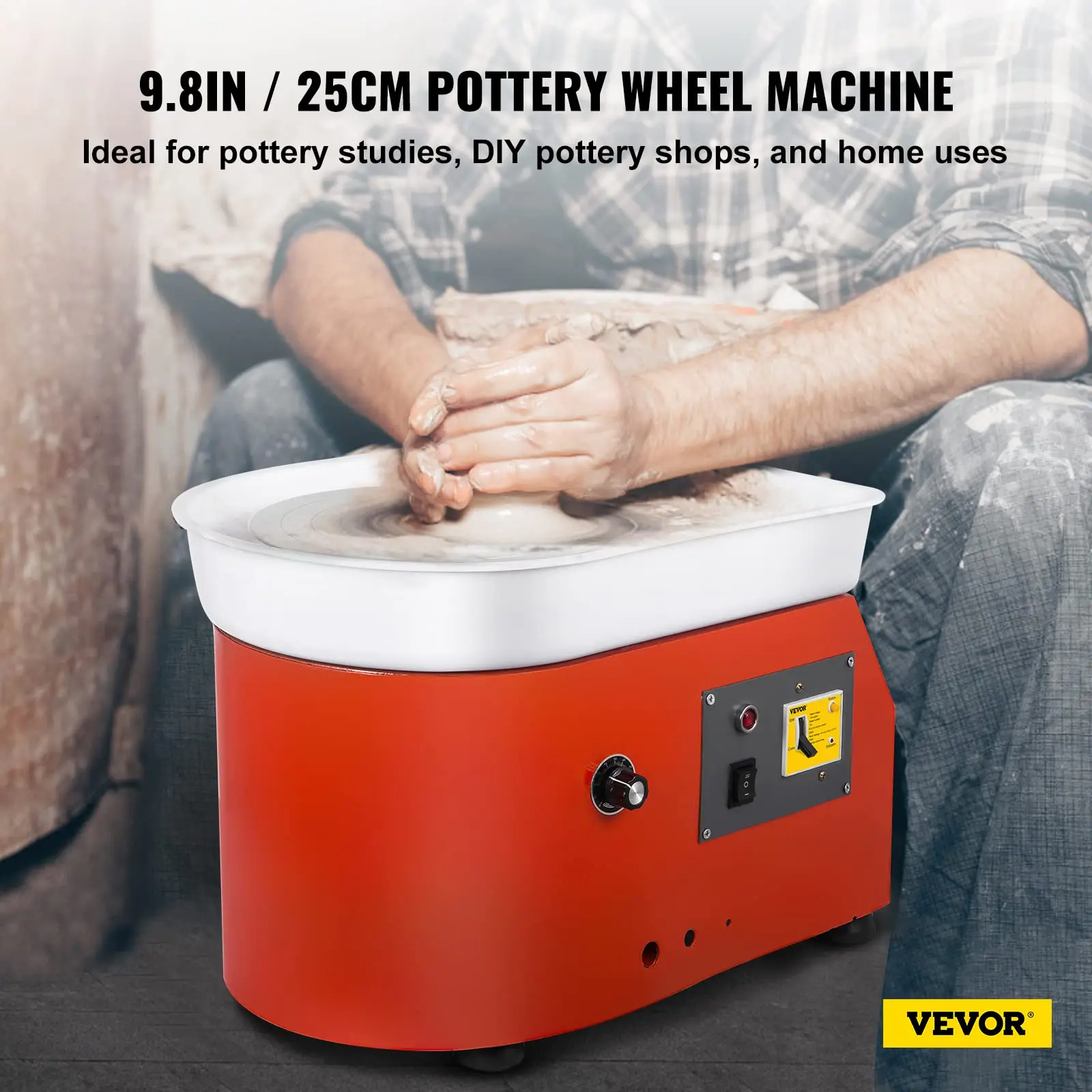 Xin Bowen Electric Pottery Wheel with Foot Pedal ABS Basin Electric Pottery Wheel 350W 110V for Ceramic Work Clay Art Craft