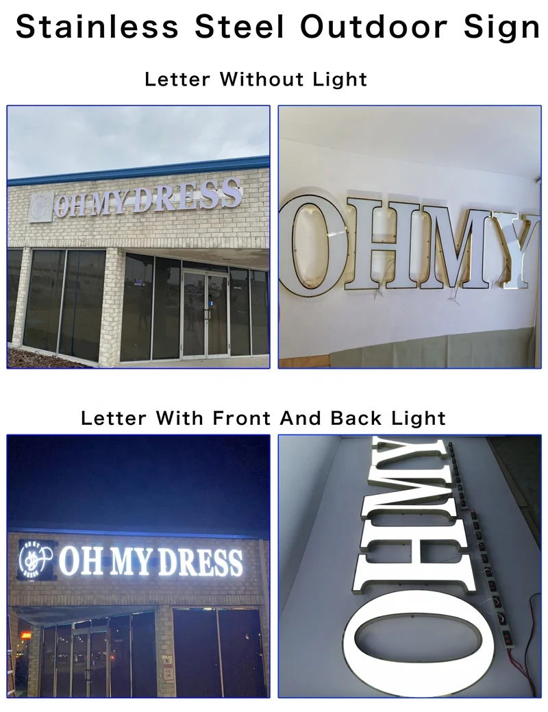 Manufacturer Custom Outdoor Light signage Store Front Sign different thickness Illuminated Channel Letters