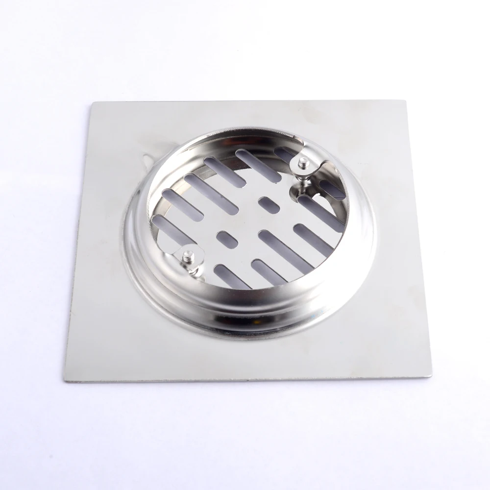 Durable Stainless Steel Bathroom Floor Drain - 15*15cm, 420g, Square Angle Design, Ideal for Kitchen and Shower