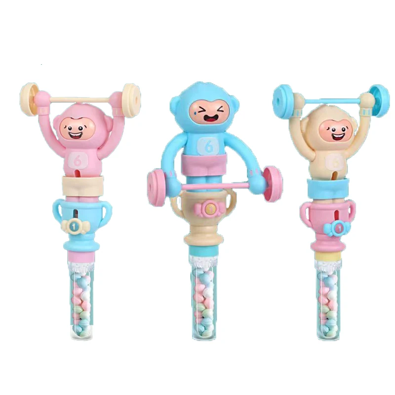 Baby toys 2022 weightlifting face change and cartoon manual snowflake stick toy with candy party favors
