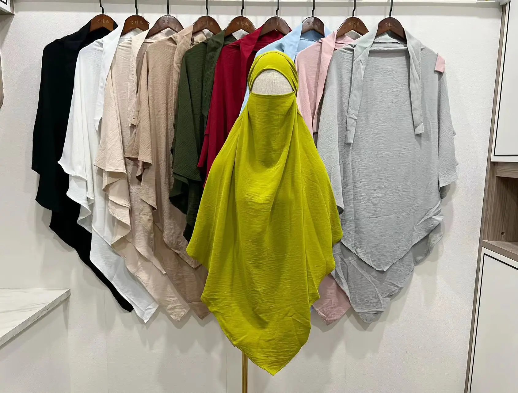Islamic Women Hijab Sleeveless Hooded Jilbab Tops Abaya Eid Prayer Garment Face Cover Niqab 2 Layers Long Khimar Hijab