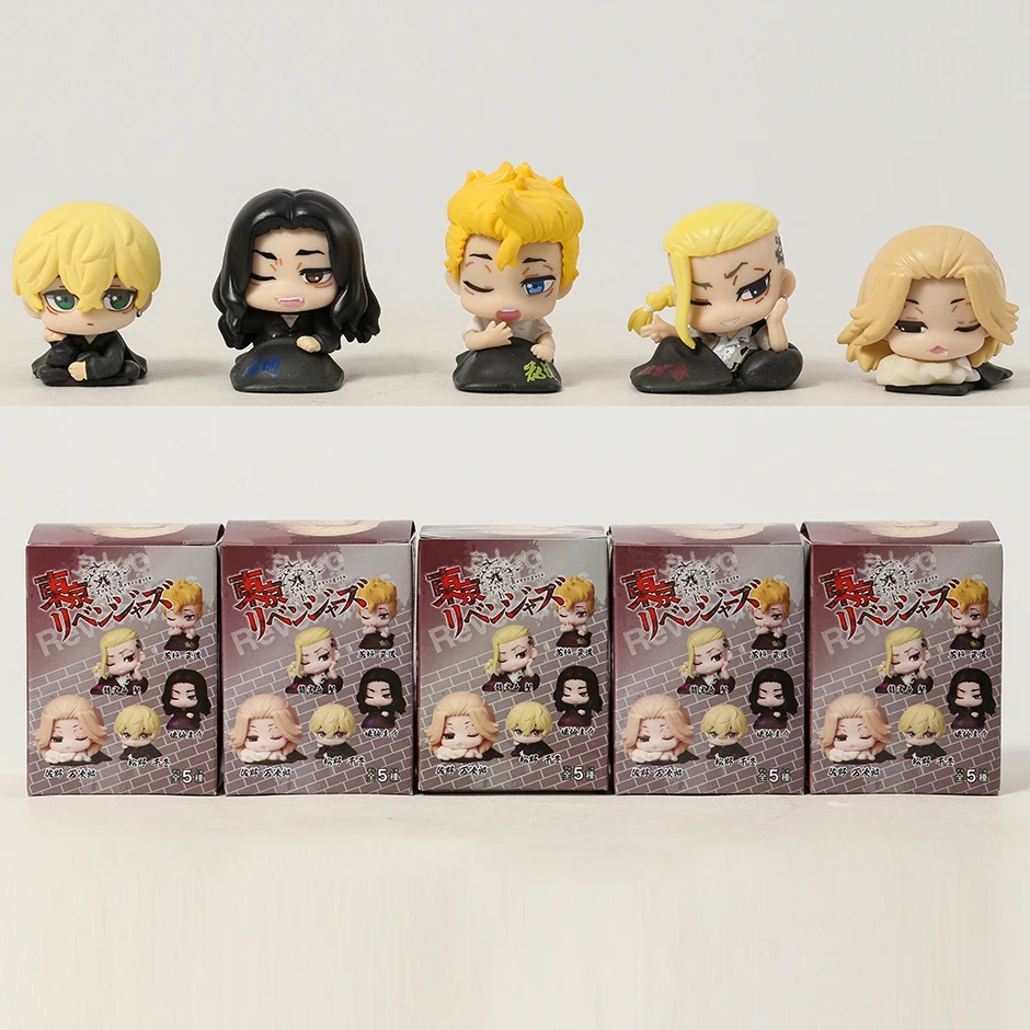 5pcs/set q version anime Tokyo Revengers Sleeping Mikey Draken Action Figure pvc Model Toy ornaments