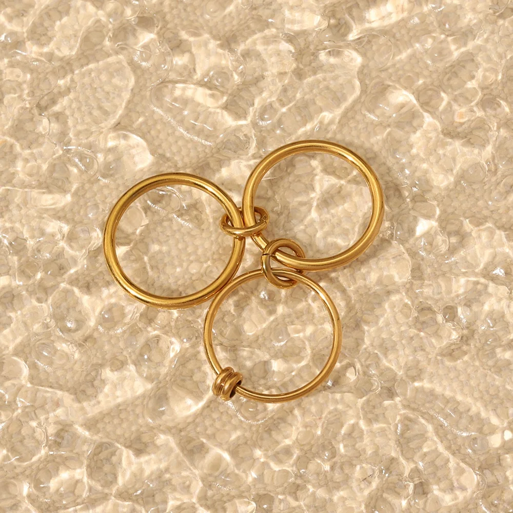 Stainless Steel Gold Plated Multiple Layers Strand Loop Gold Silver Indext Finger Rings Three-Finger Interlocking Style Rings