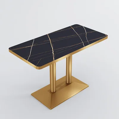 China Manufactory Wholesale Marble Desktop Coffee Shop Cafe Tables Stainless Steel Metal Leg Dining Table Restaurant Furniture