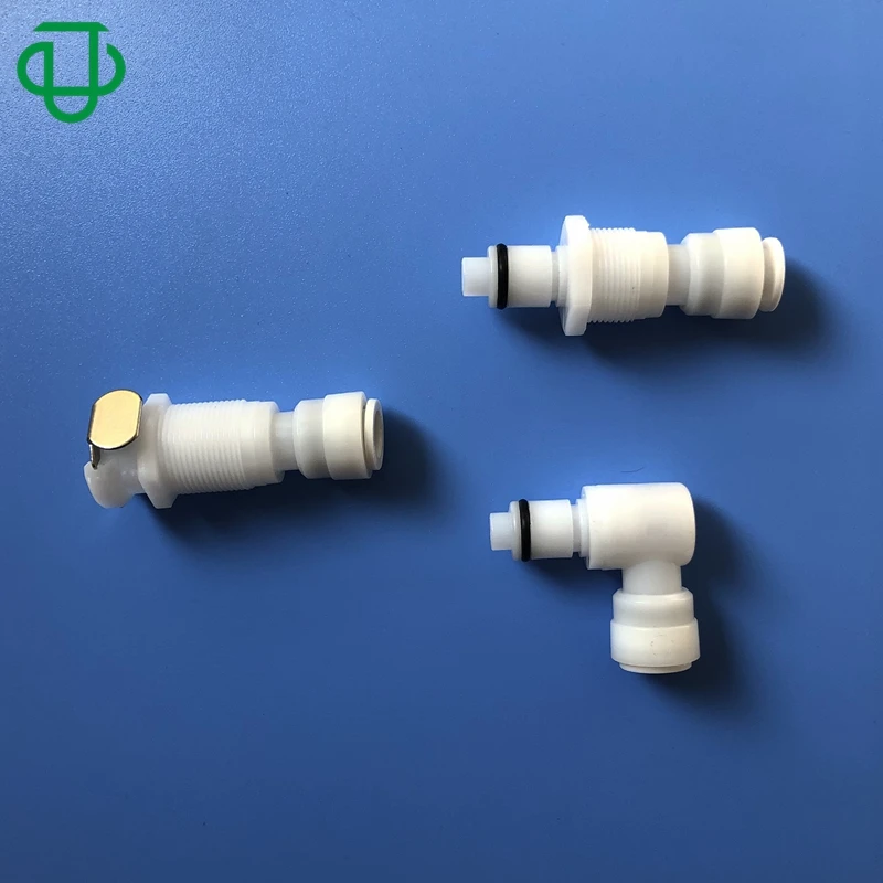 JU 1/4OD 5/16OD Tubing Push In Type Panel Mount Elbow Plastic Quick Disconnect Hose Tube Connector Valved Couplings