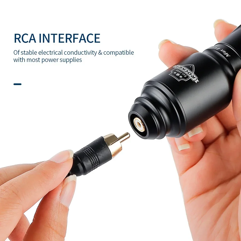 9000RPM Mini Rocket Tattoo Machine Set 1200mAh Wireless Tattoo Power Supply Voltage Display RCA Interface Rotary Tattoo Pen Kit